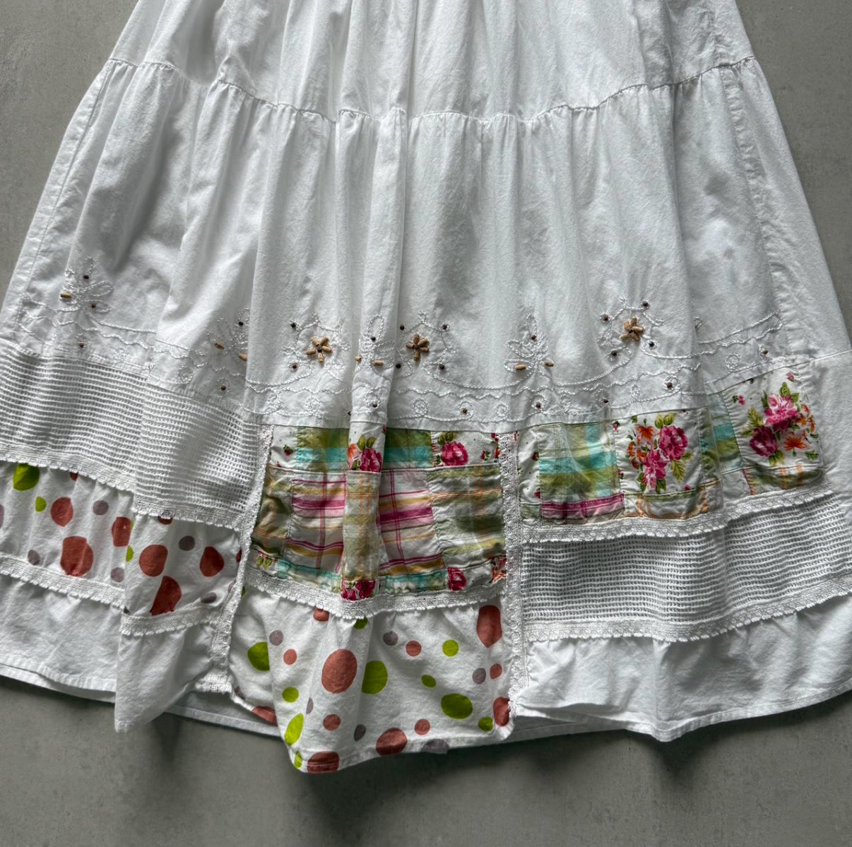 Strapless Patchwork Midi Dress