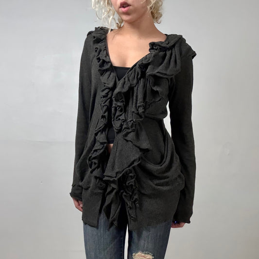 Grey Ruffle Cardigan