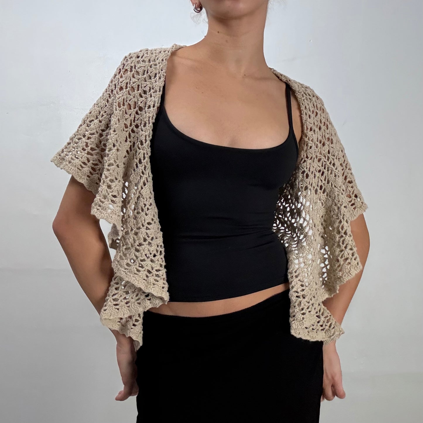 Beige Crochet Shrug