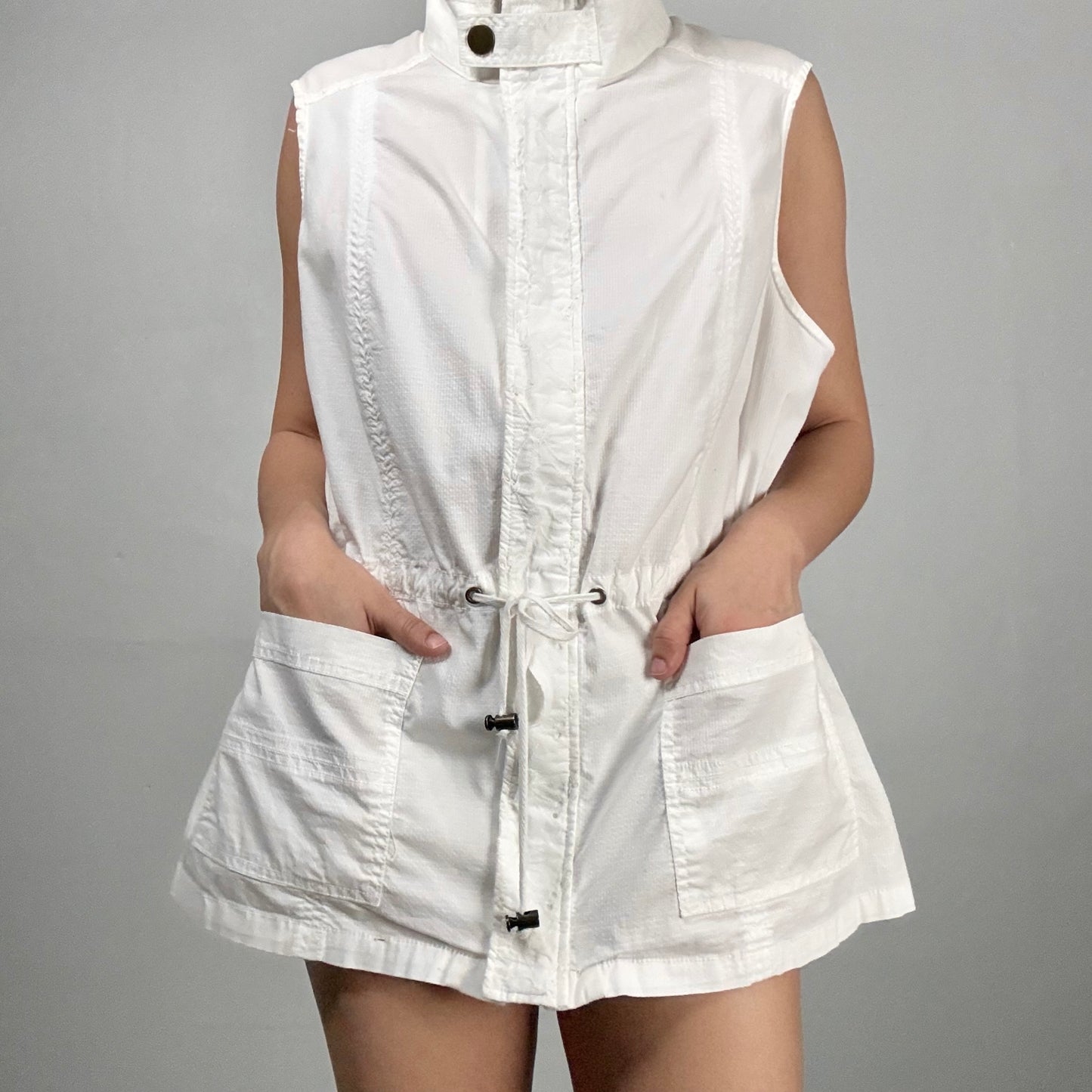 White Utility Drawstring Vest