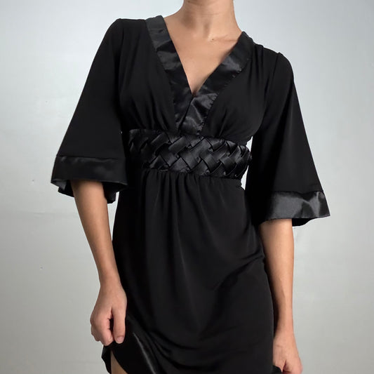 Black Satin Trim Mini Dress