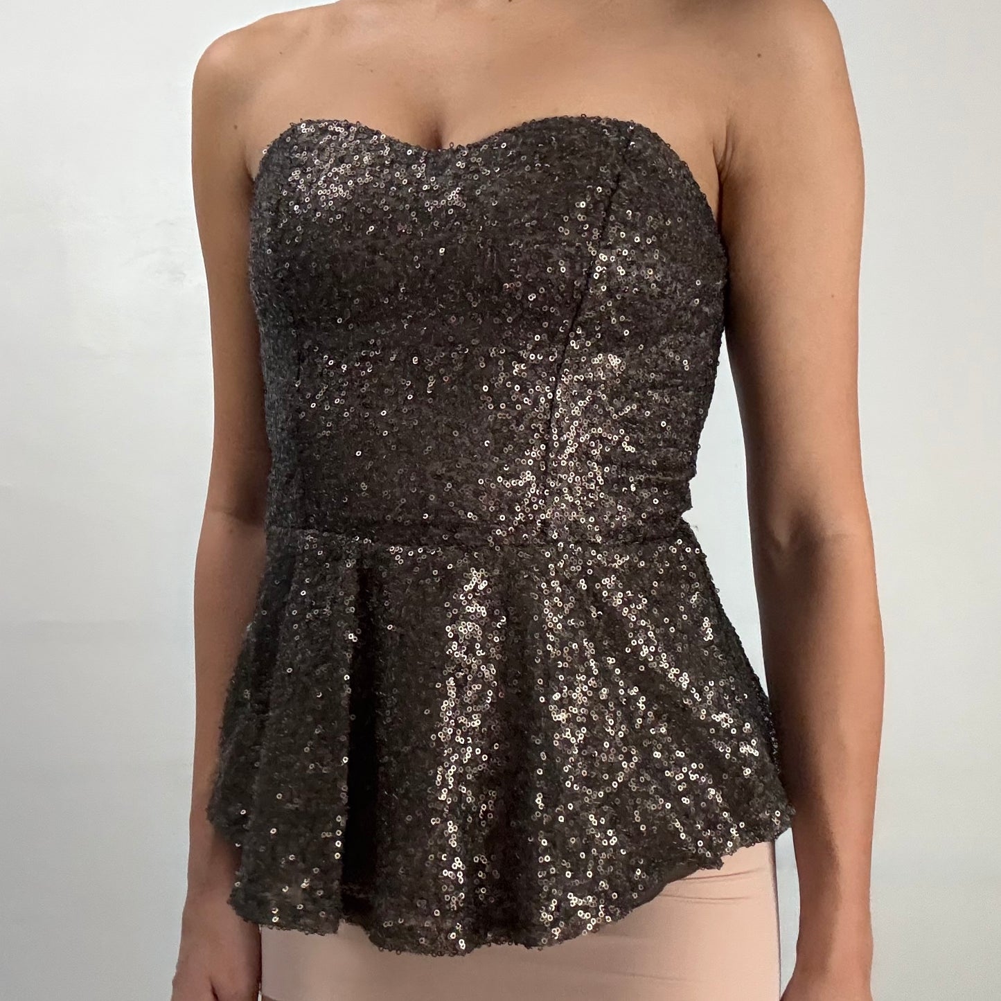 Grey Sequin Peplum Bustier