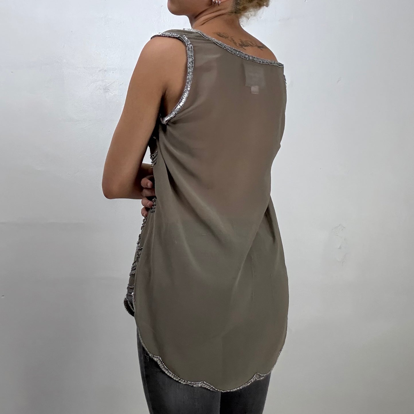 Olive Scale Sequin Tank