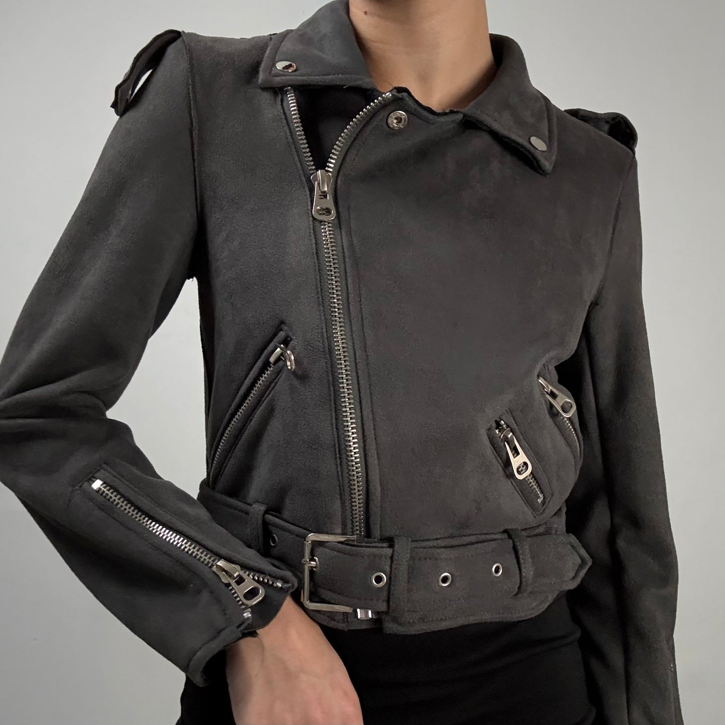 Cropped Moto Jacket