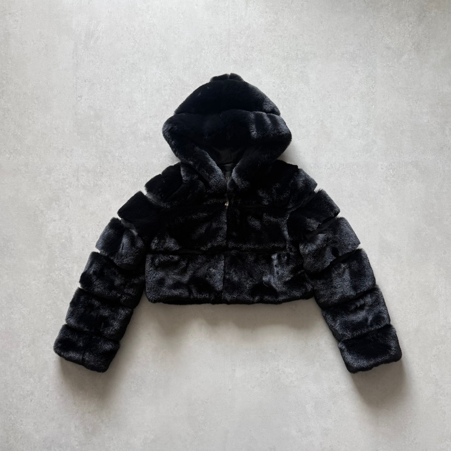 Cropped Fur Hooded Jacket