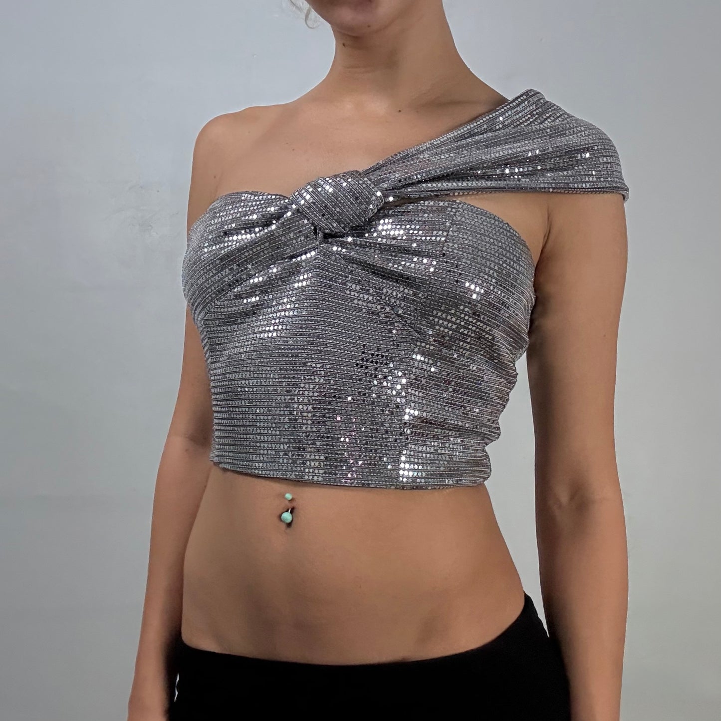 Asymmetrical Sparkle Crop Top