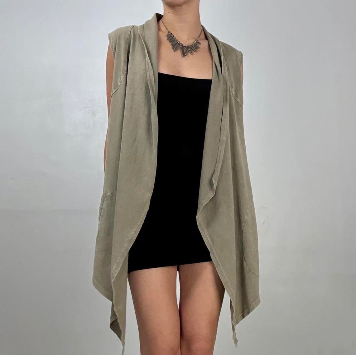 Olive Draped Vest