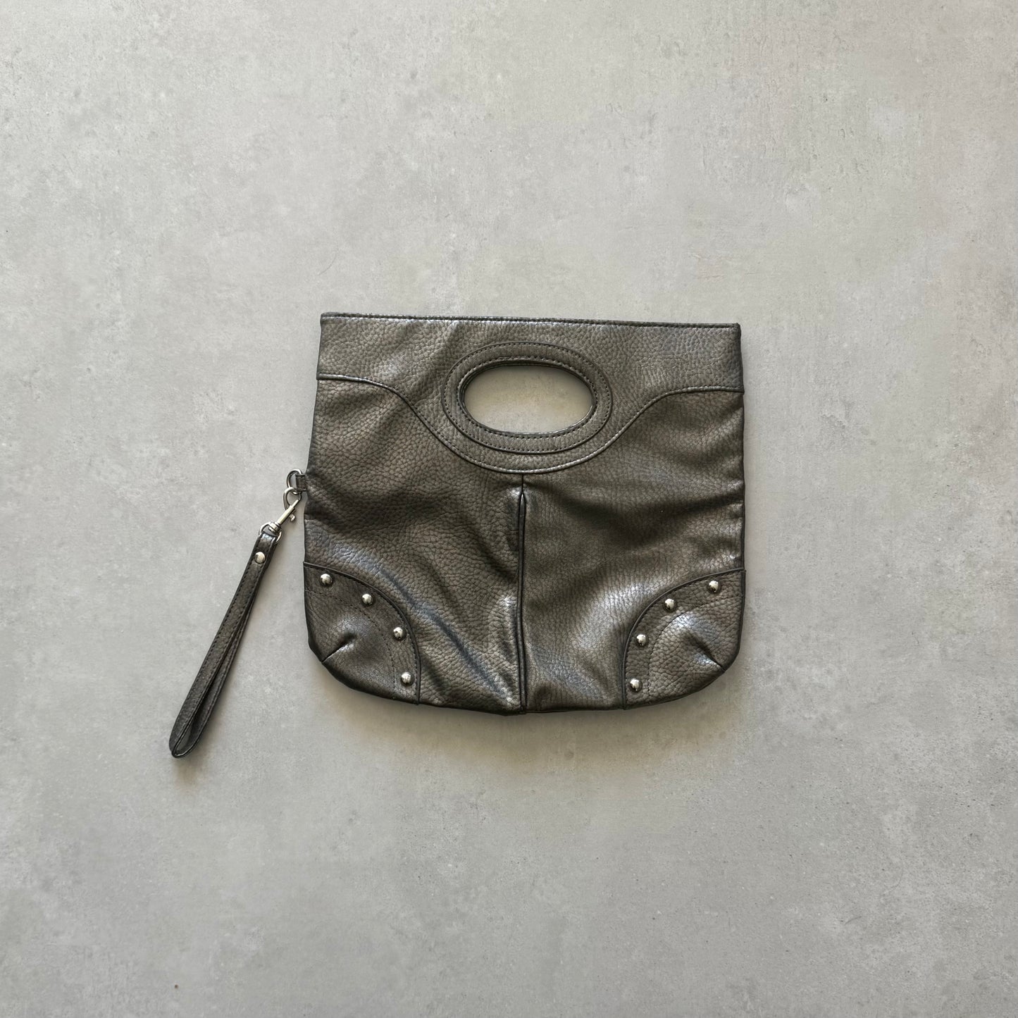 Dark Grey Metallic Clutch Bag