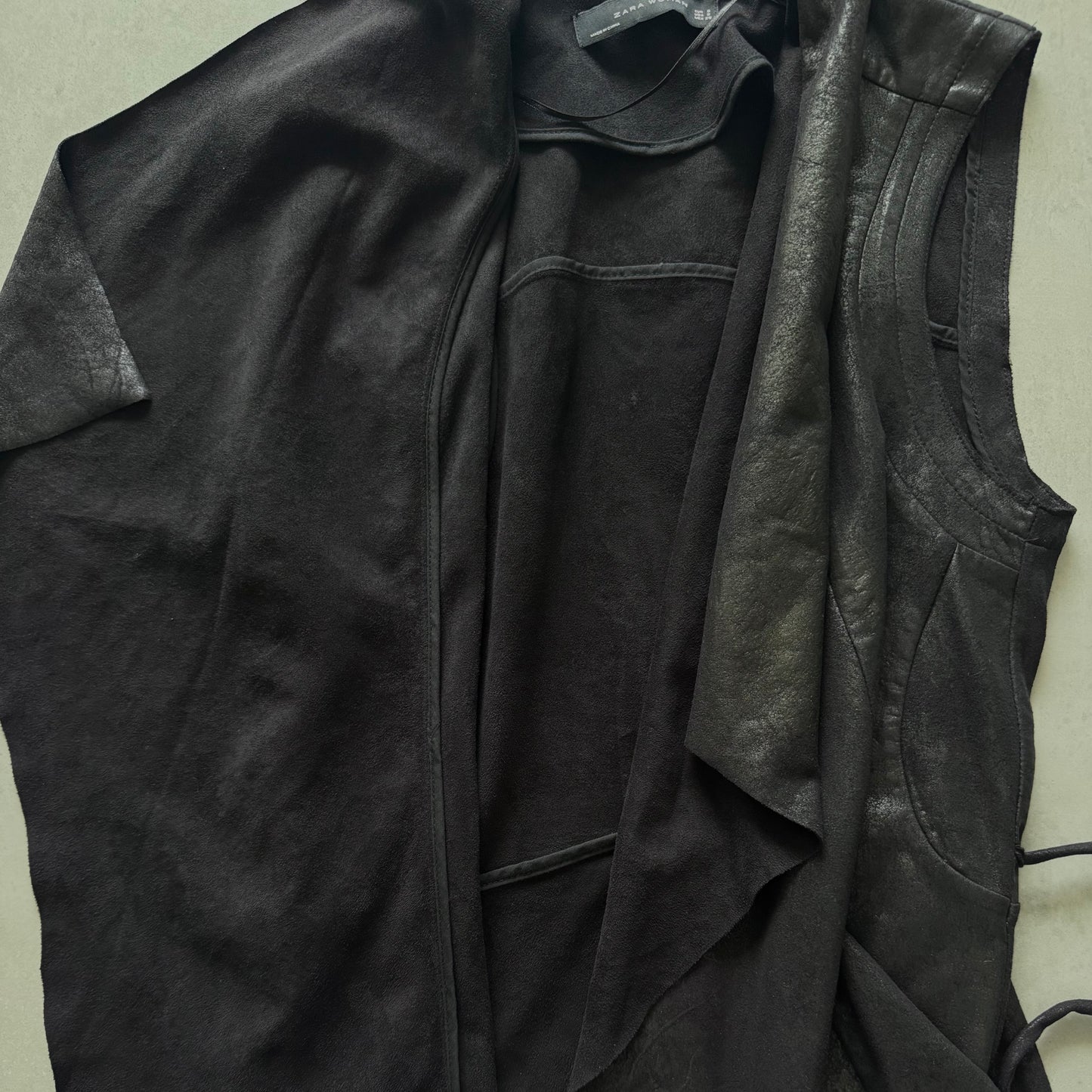 Faux Leather Draped Vest