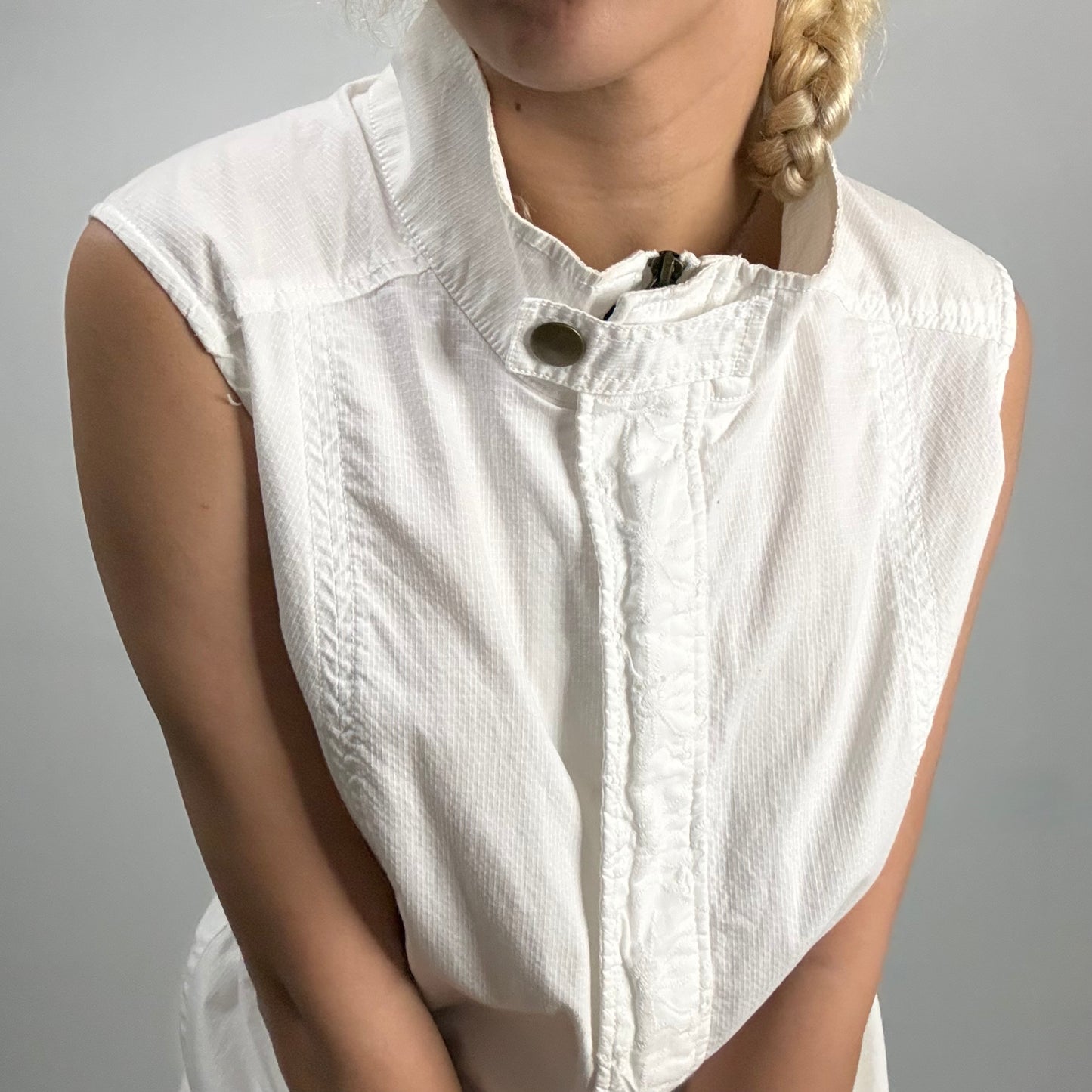 White Utility Drawstring Vest