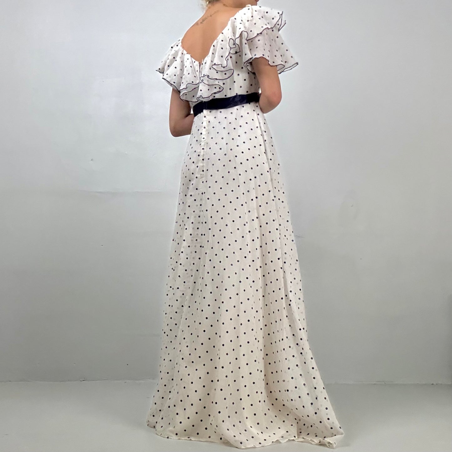 Polka Dot Ruffle Maxi Dress