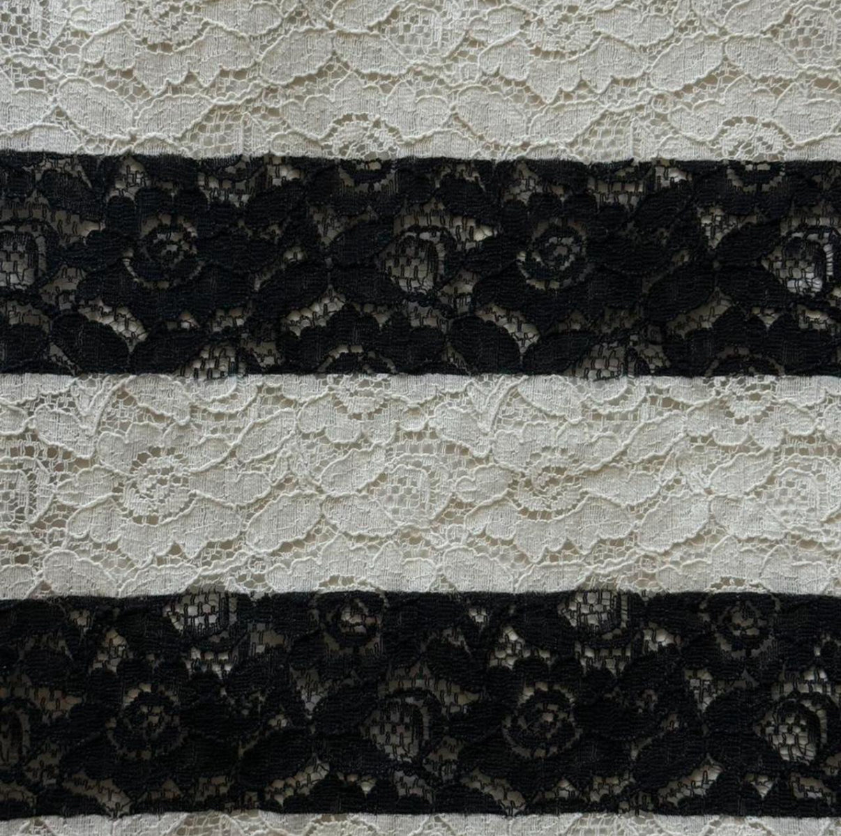 Lace Striped Midi Skirt