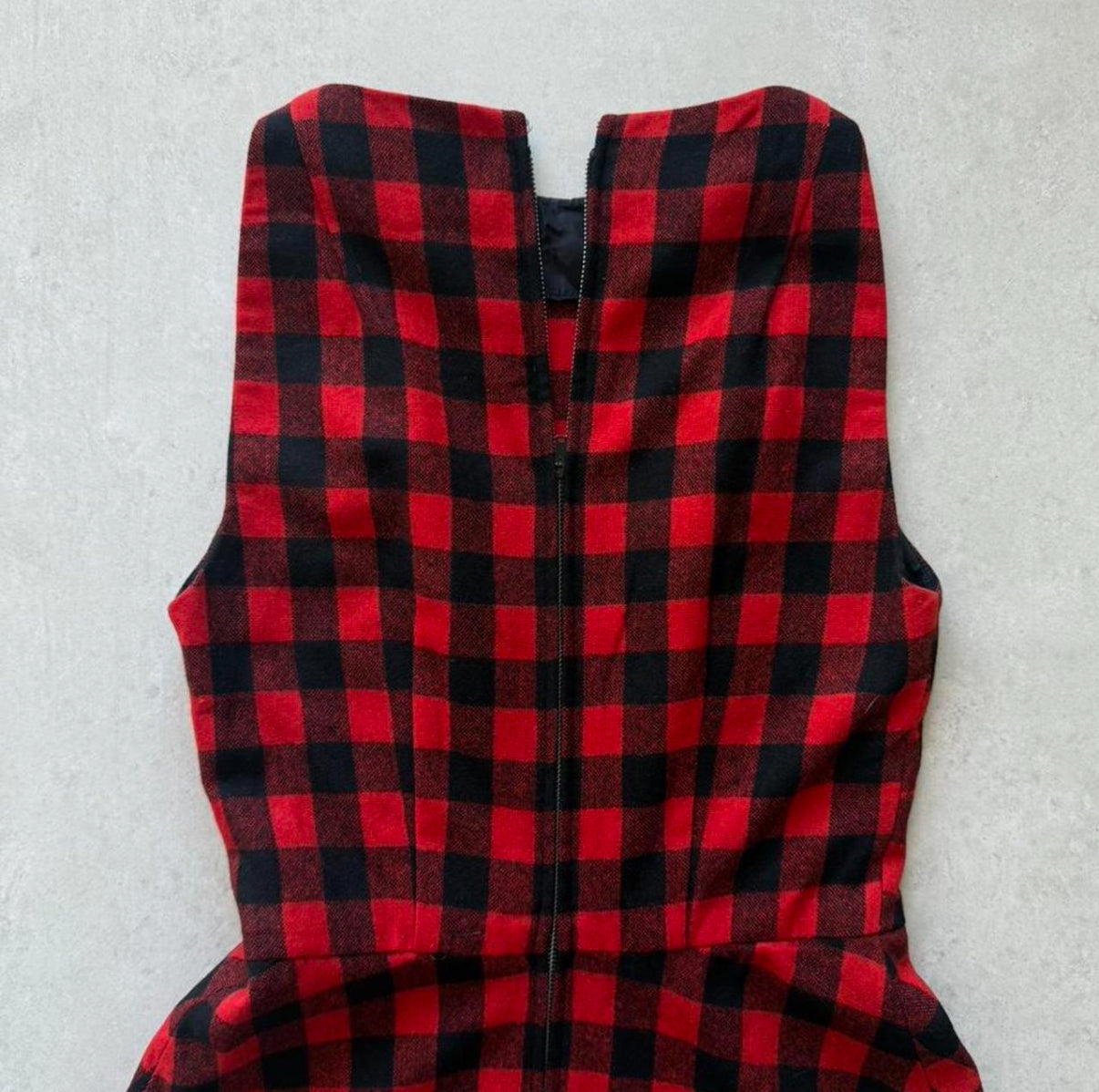 Red Pointed Bust Wool Dress