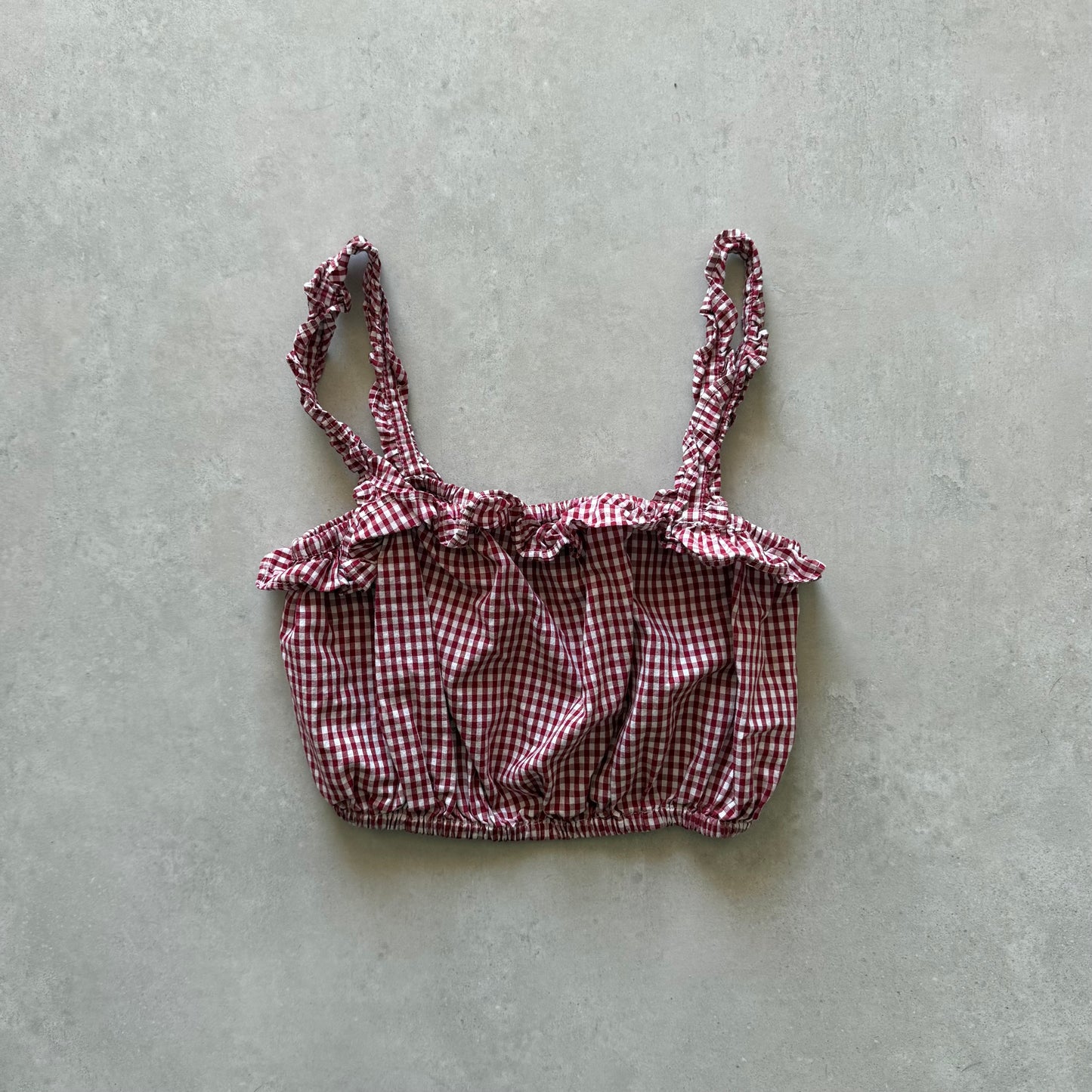 Red Gingham Ruffle Crop