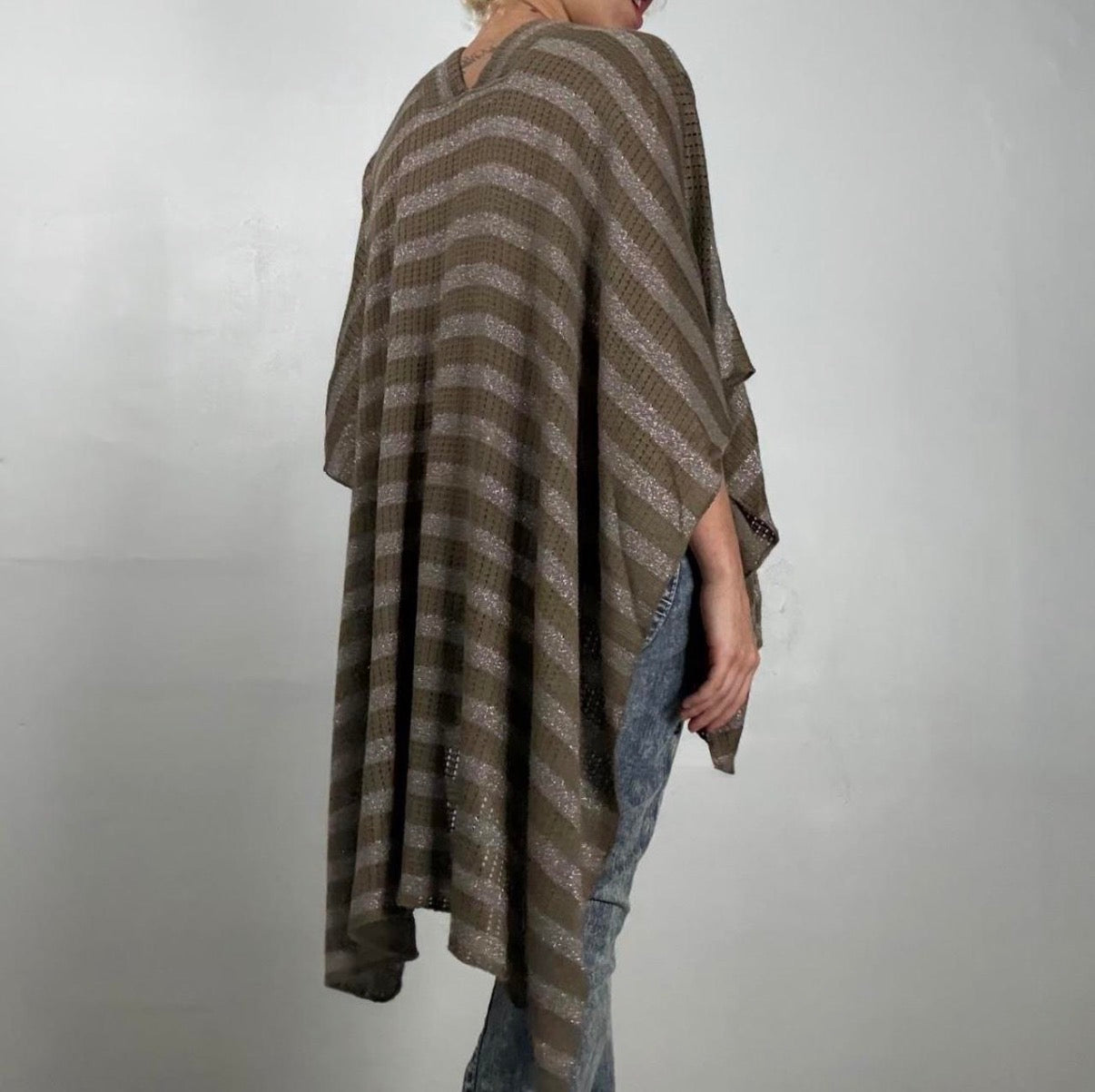 Glitter Striped Open Shawl