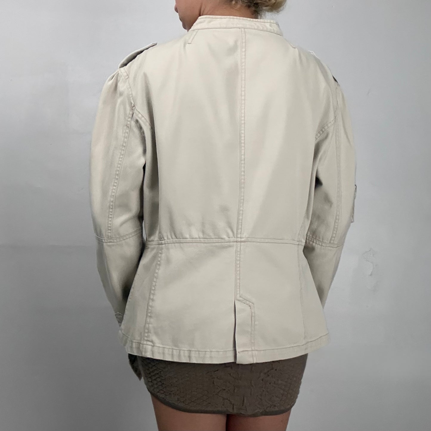 Cream Denim Button Jacket