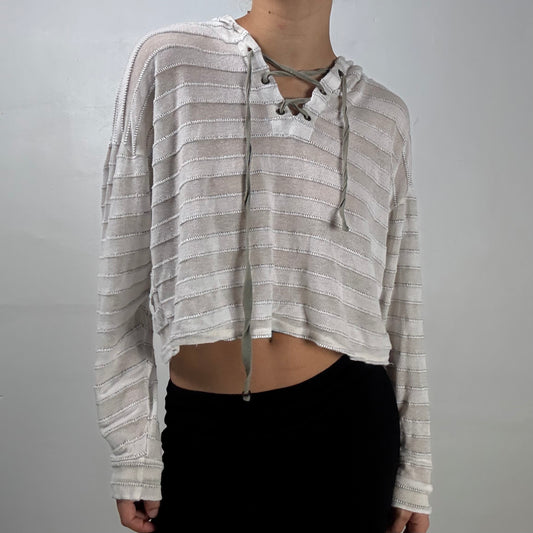 Striped Lace-Up Hoodie