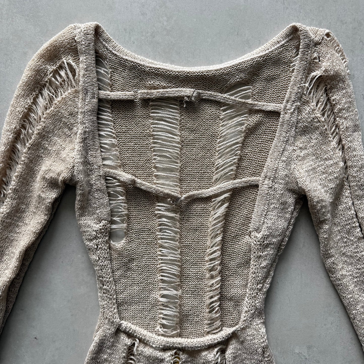 Distressed Ladder Knit Mini Dress