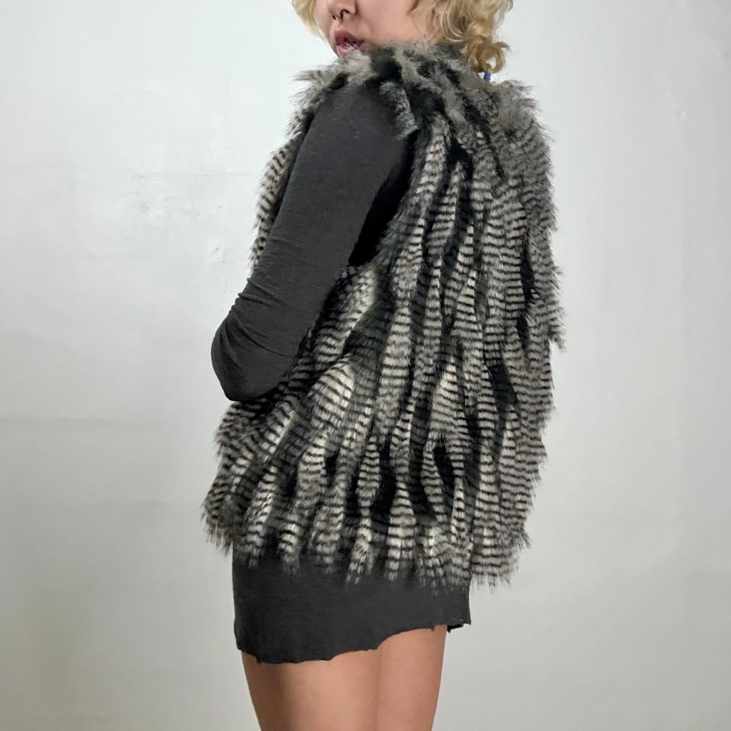 Striped Faux Fur Vest