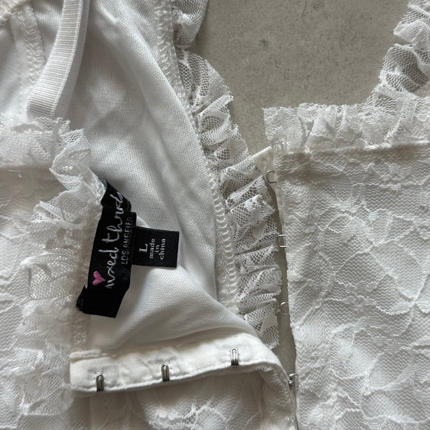 Lace Handkerchief Tie Front Top