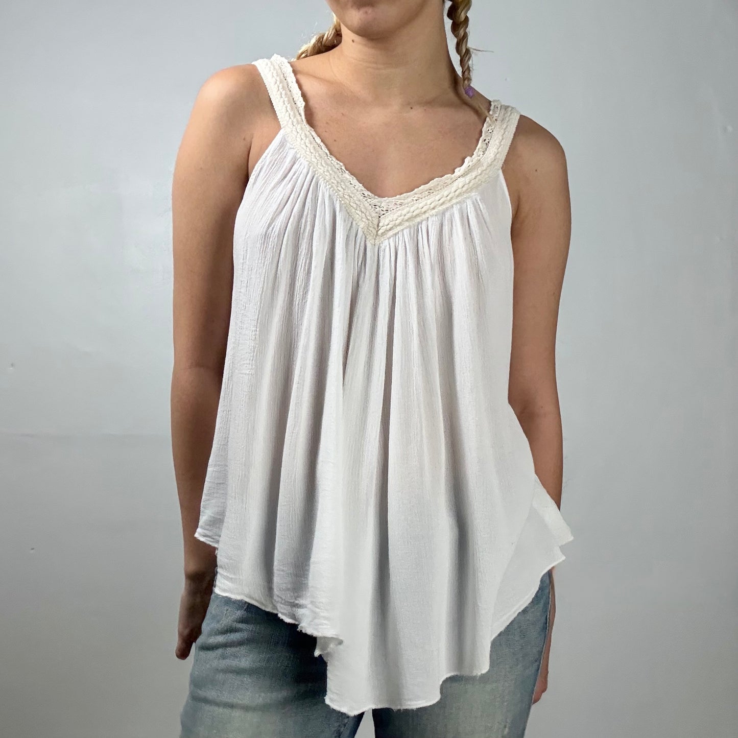 Boho Crochet Trim Swing Tank