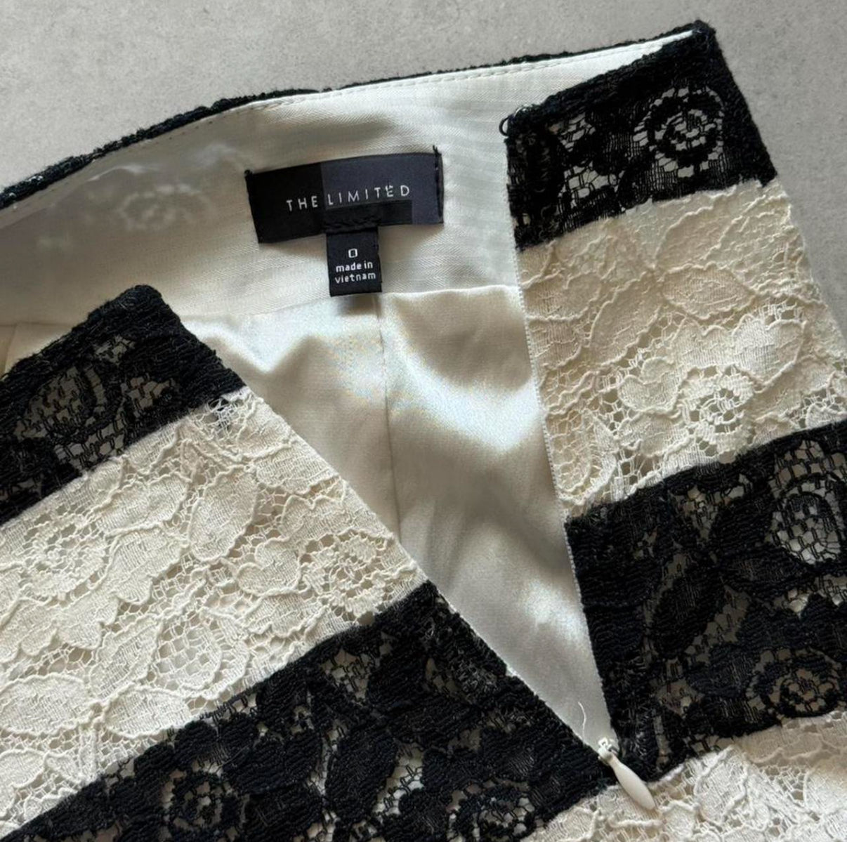 Lace Striped Midi Skirt