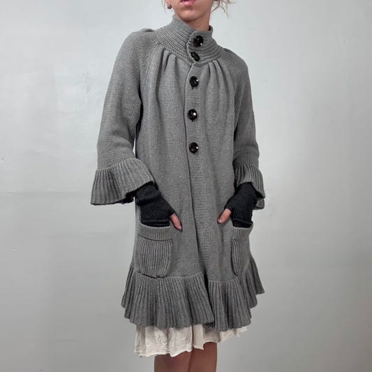 Knit Grey Ruffle Coat