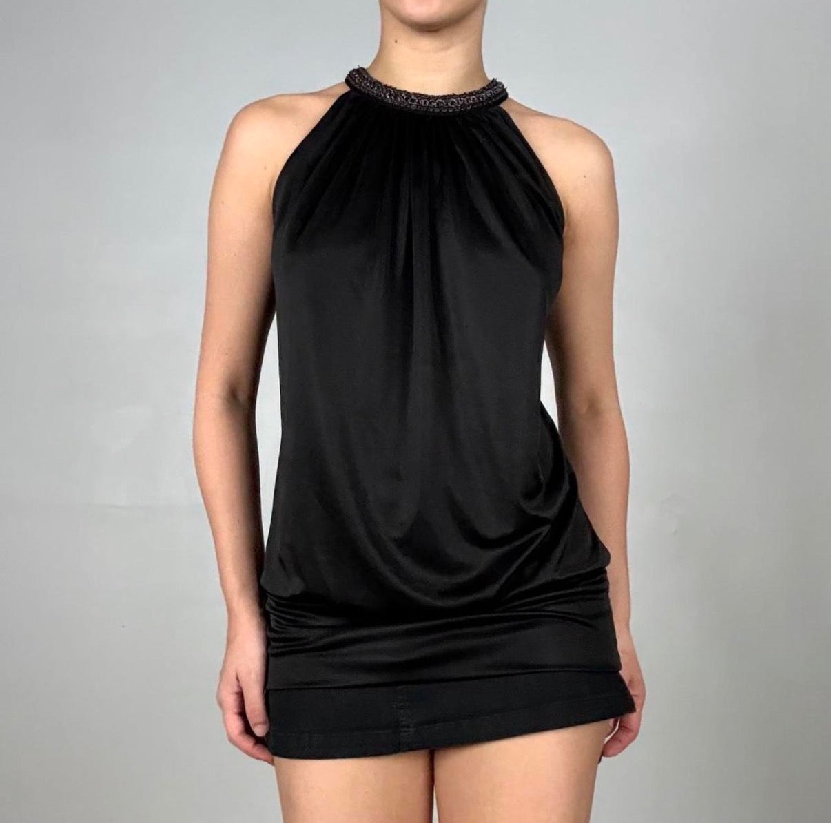 Chain Neck Satin Halter Top
