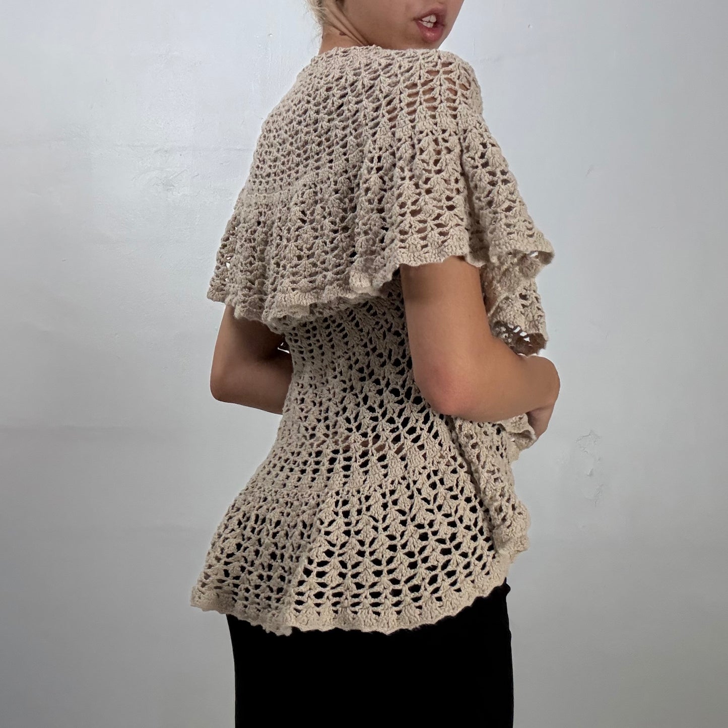 Beige Crochet Shrug