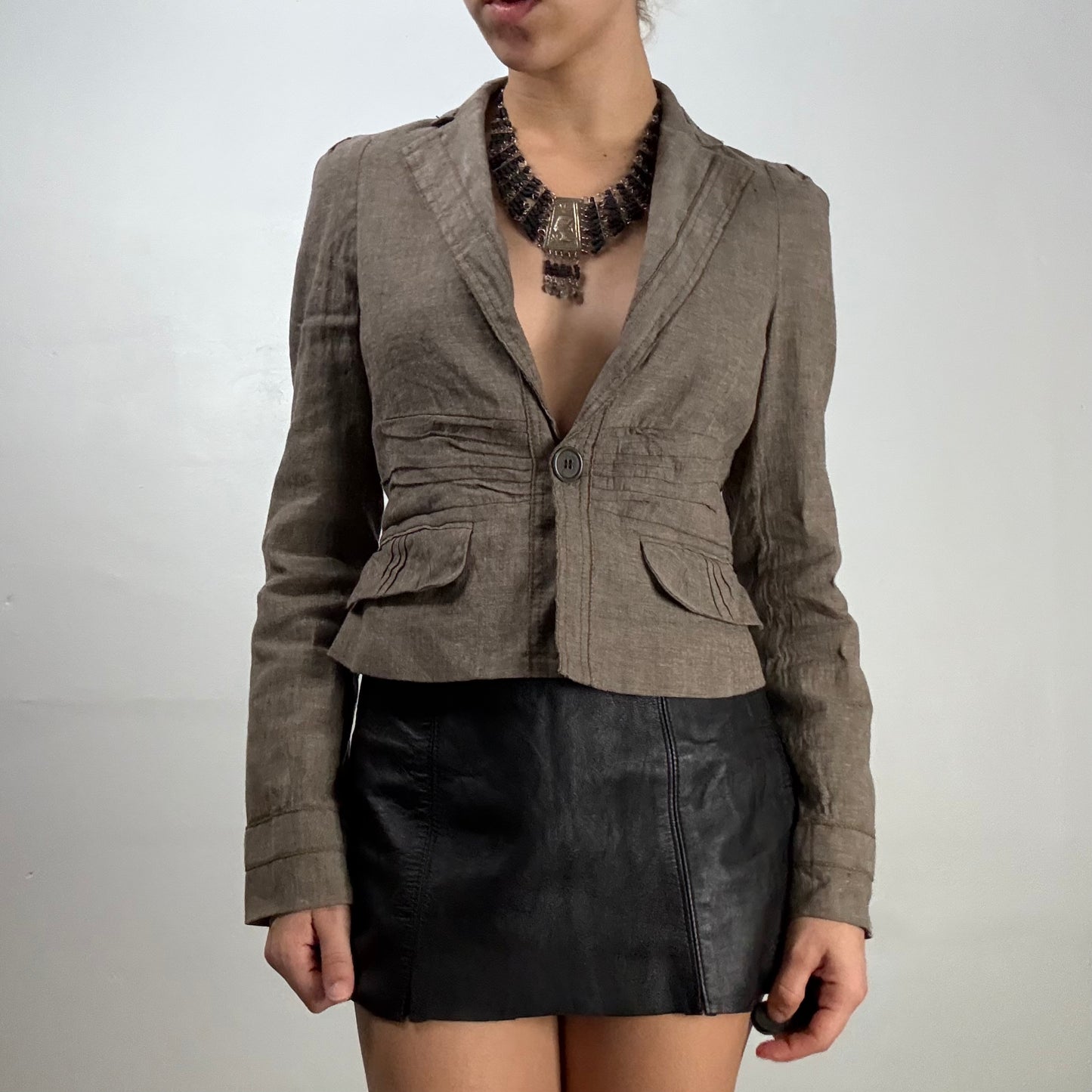 BCBG Cropped Linen Blazer
