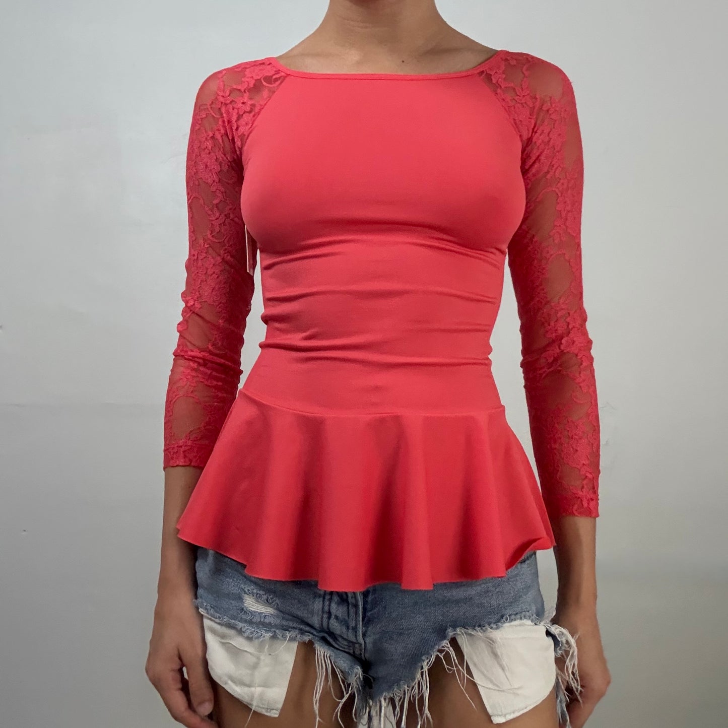 Ruffle Waist Lace Top
