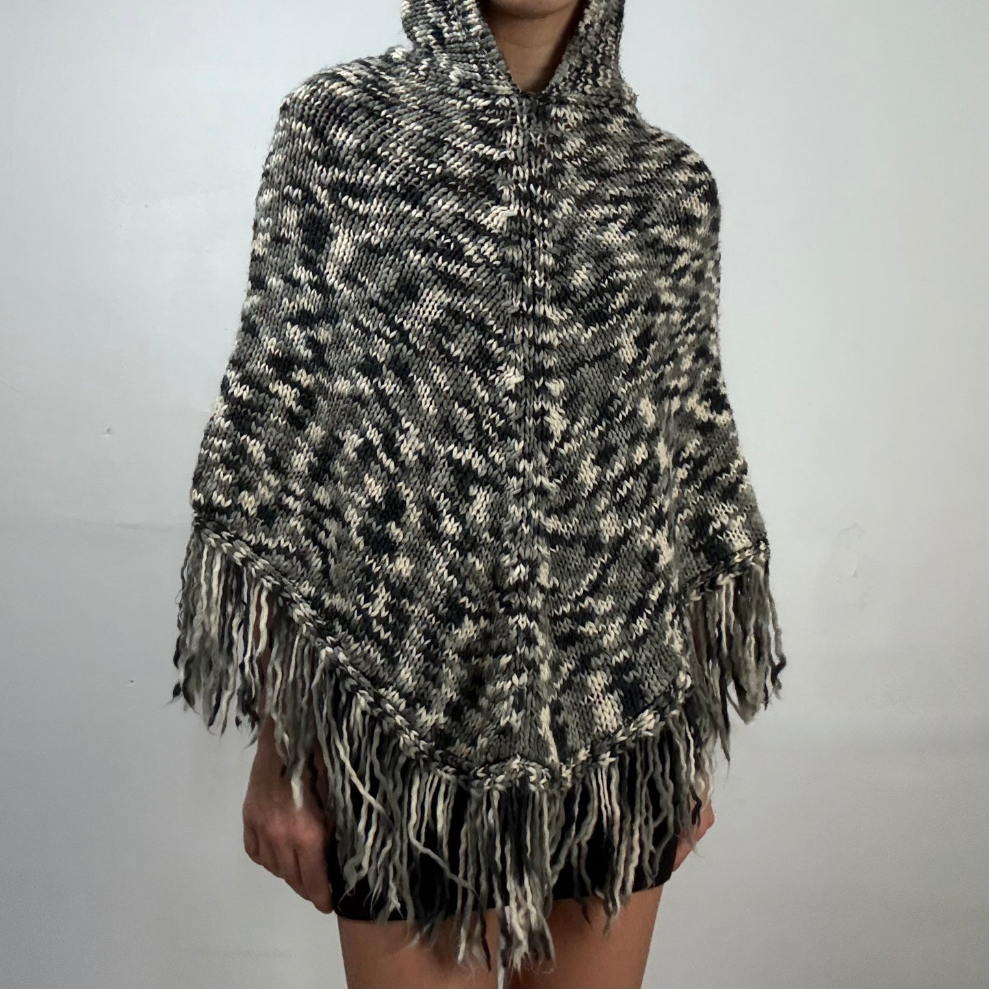 Grey Knit Poncho