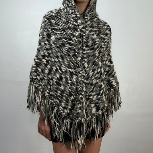 Grey Knit Poncho