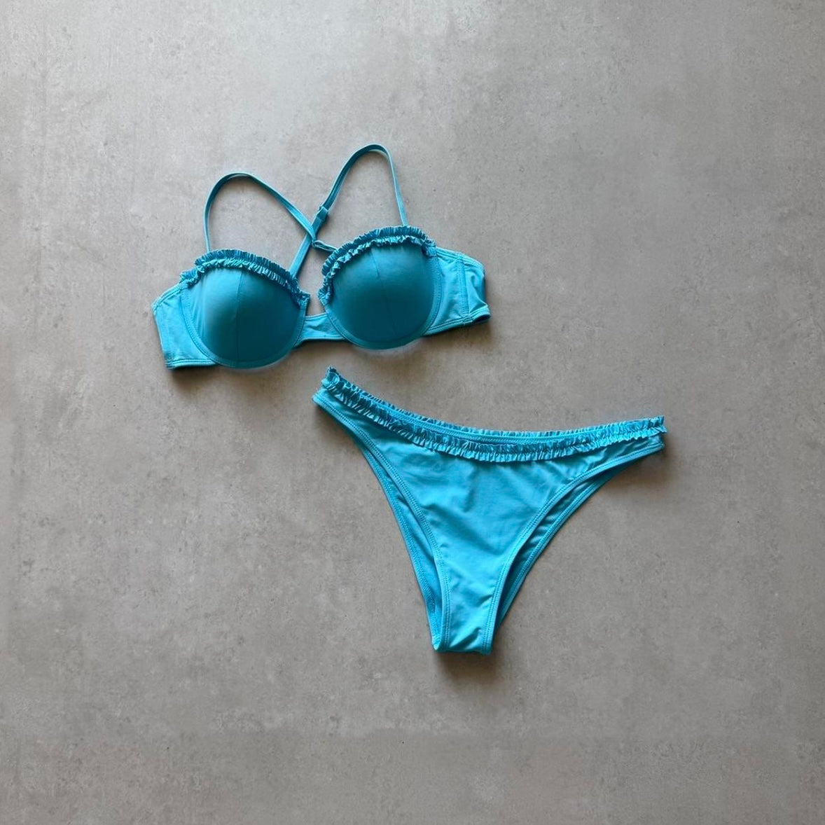 Blue Ruffle Bikini Set