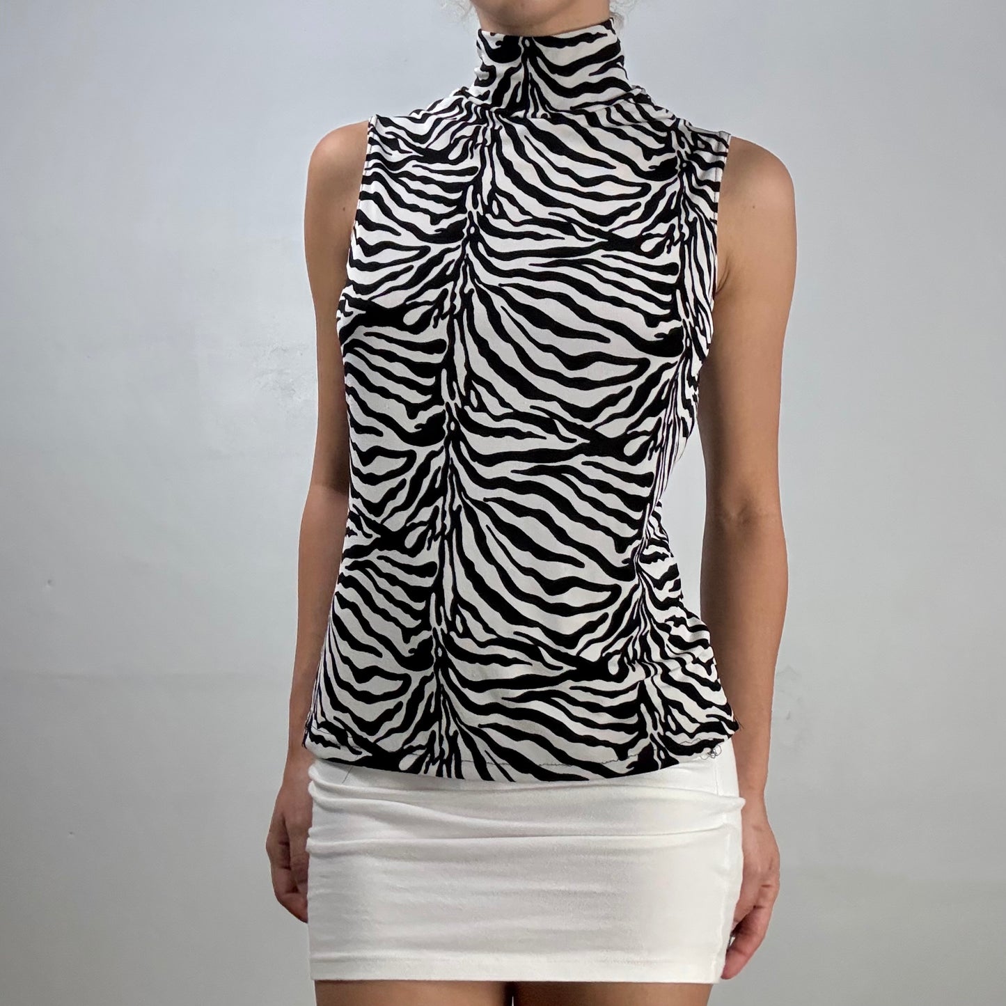 Zebra Print Mock Neck