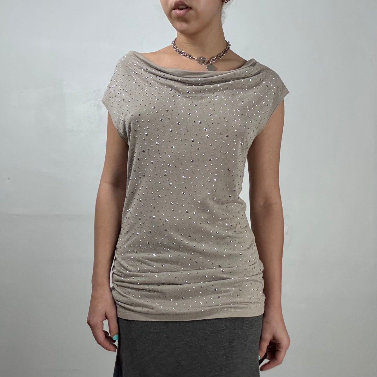 Studded Cowl Neck Top