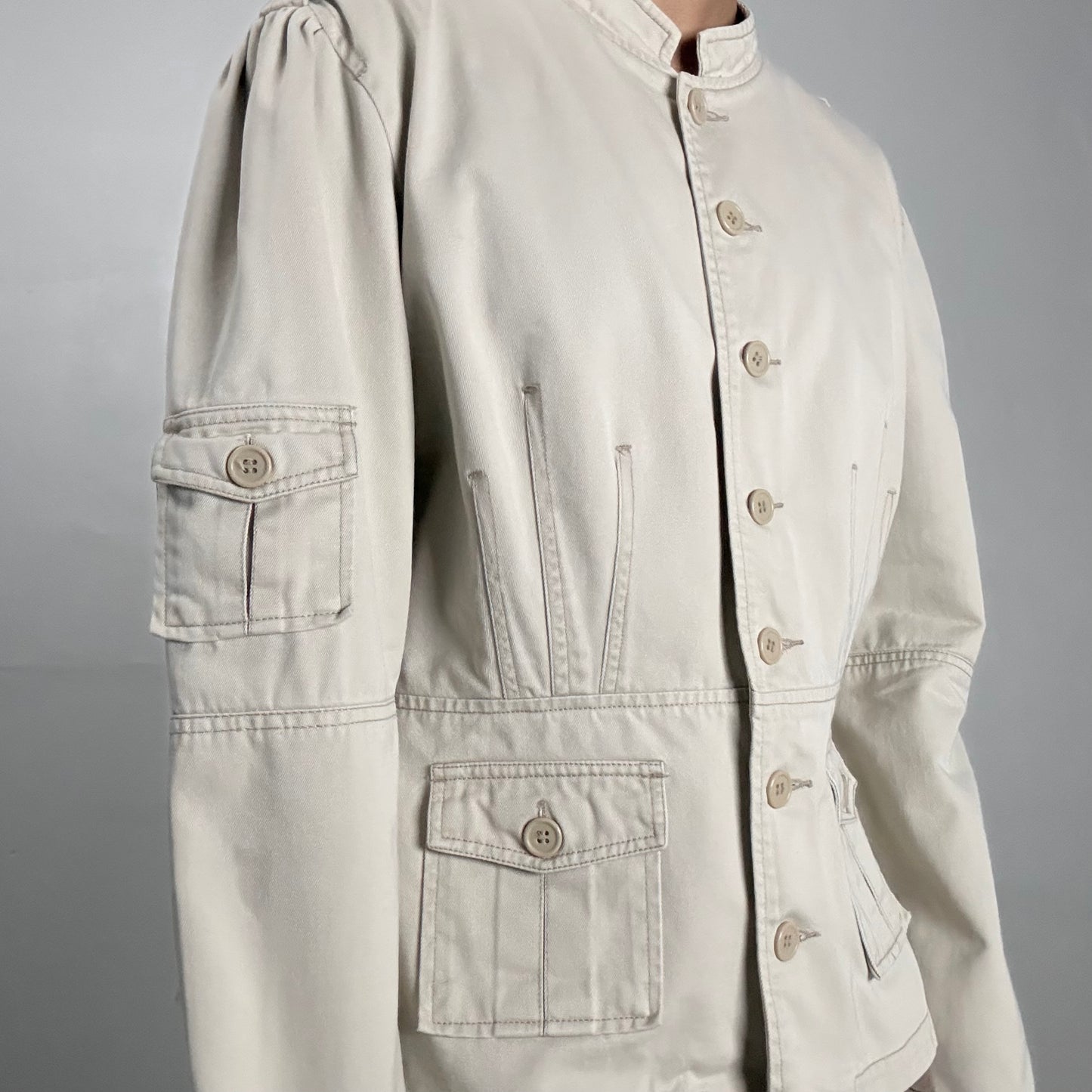 Cream Denim Button Jacket