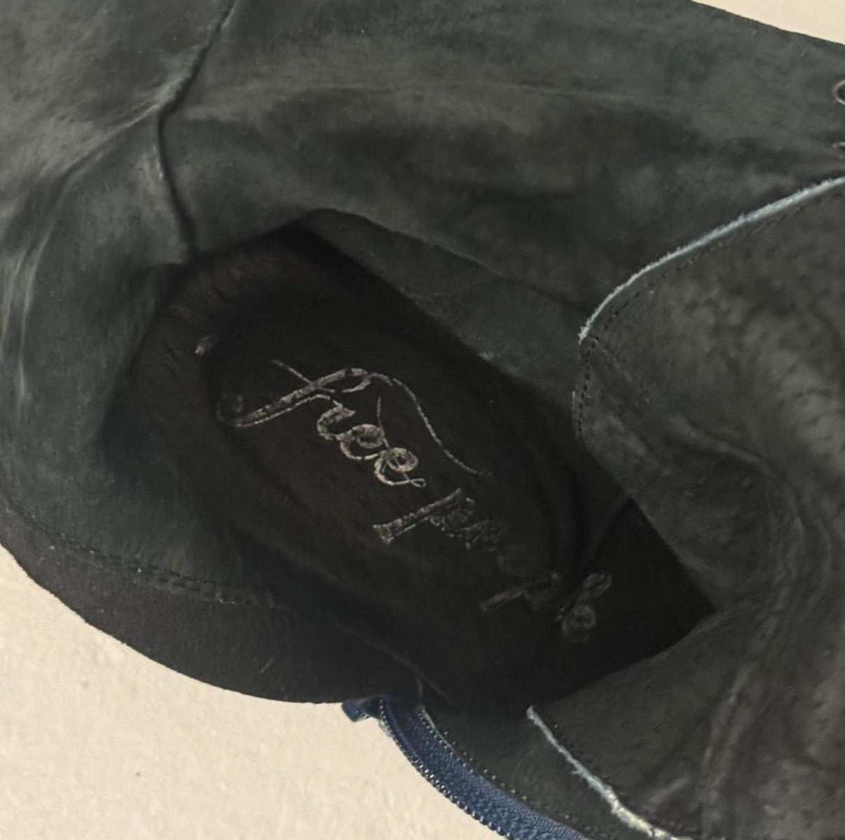 FP Blue Suede Combat Boots
