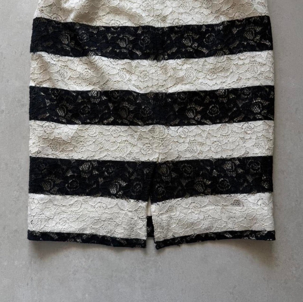Lace Striped Midi Skirt