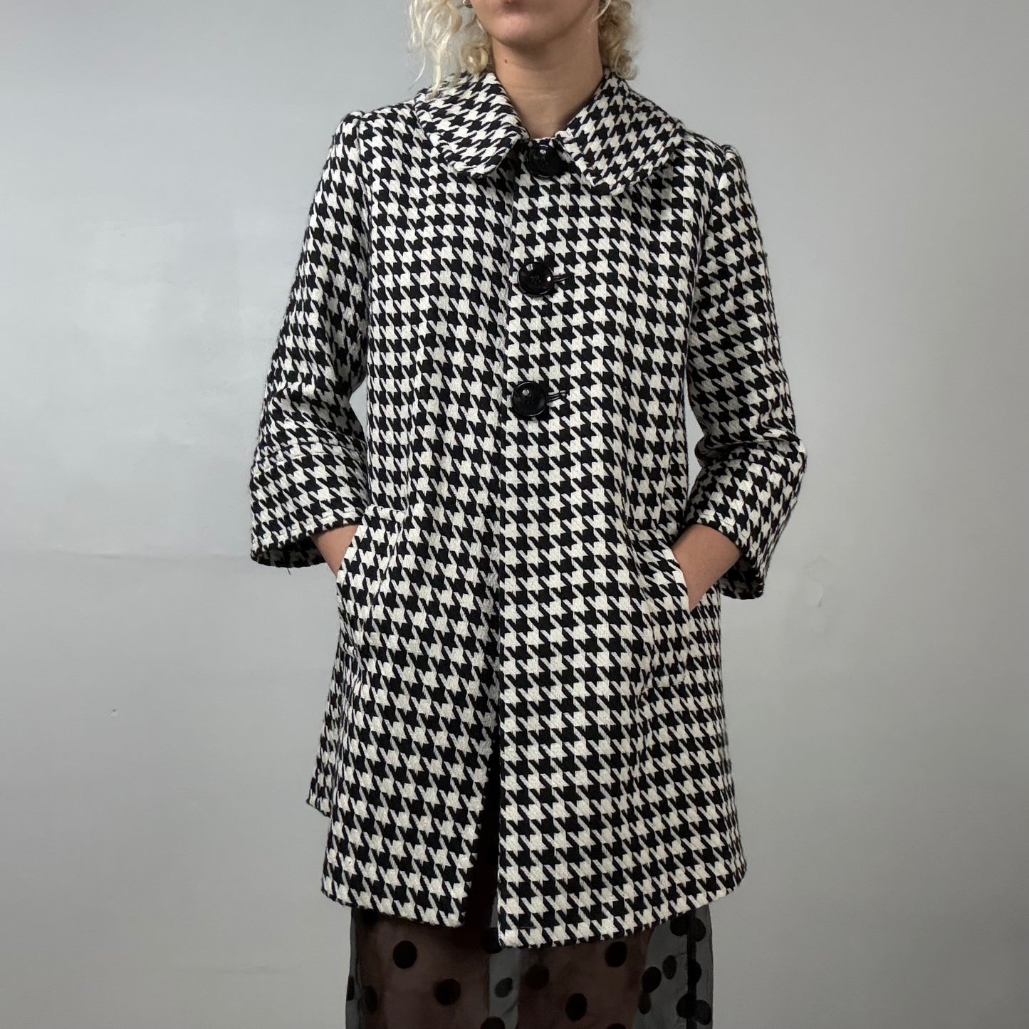 Midi Houndstooth Coat