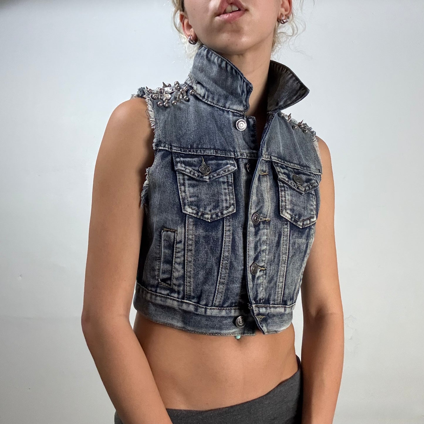 Studded Denim Vest