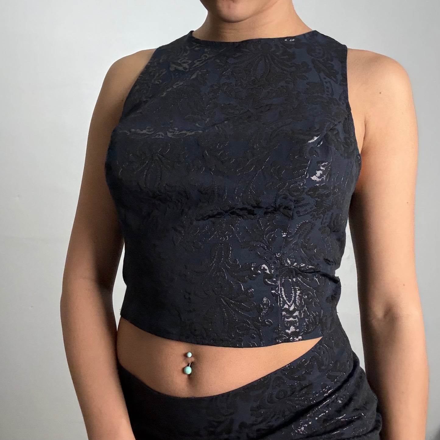 Jacquard Crop Top & Mini Skirt Set