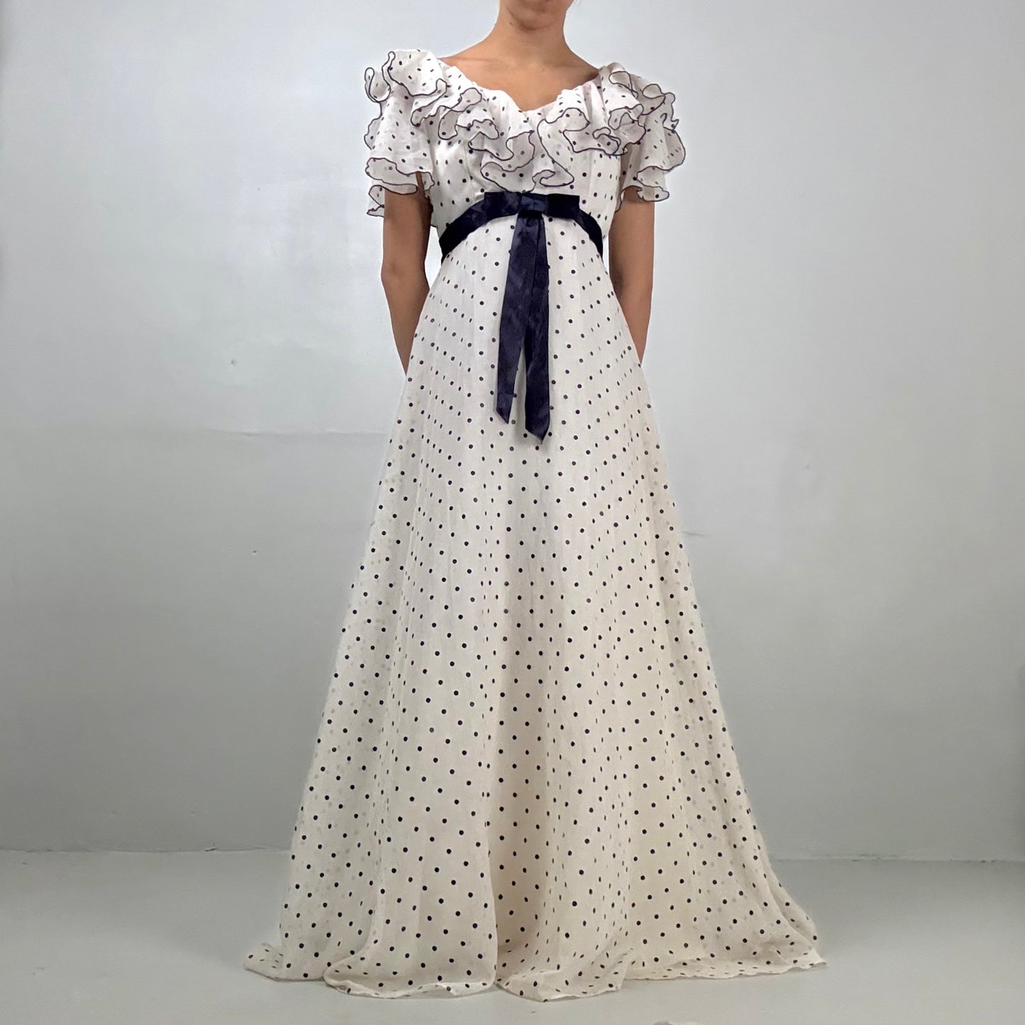 Polka Dot Ruffle Maxi Dress