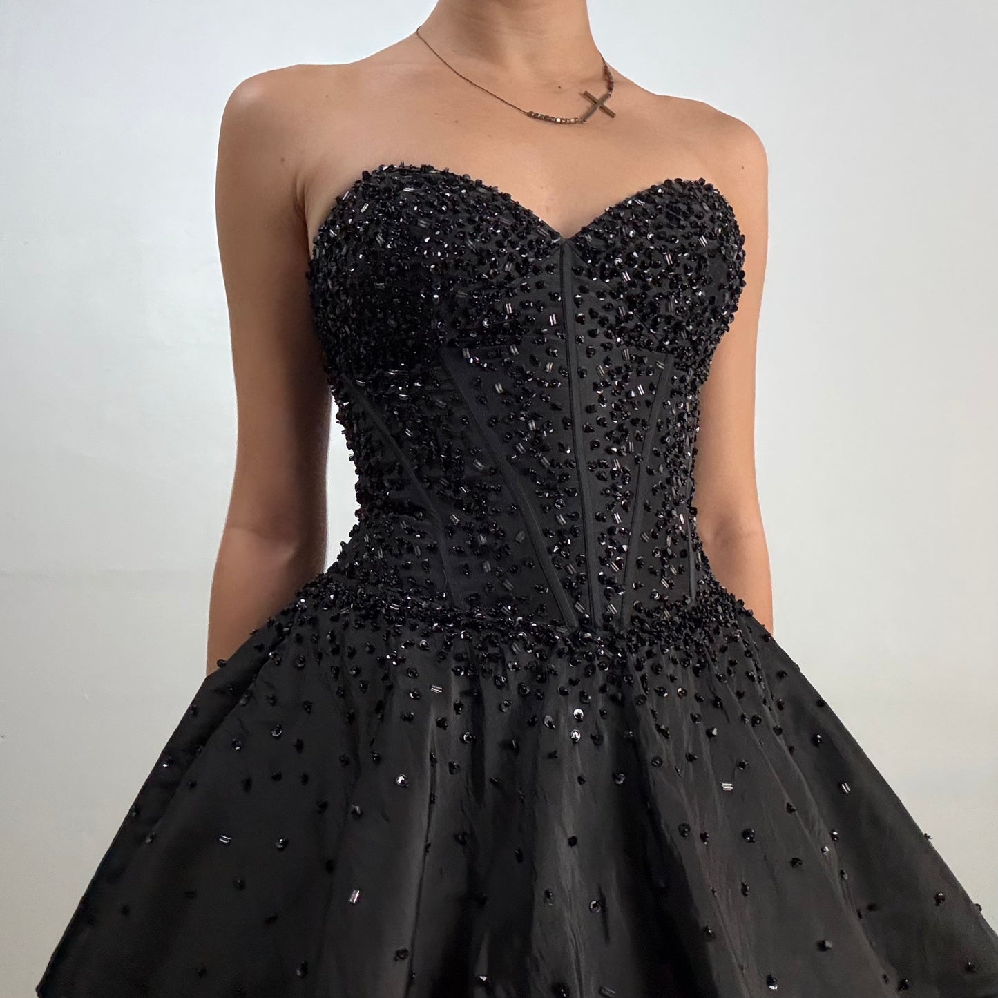 Beaded Mini Sweetheart Dress