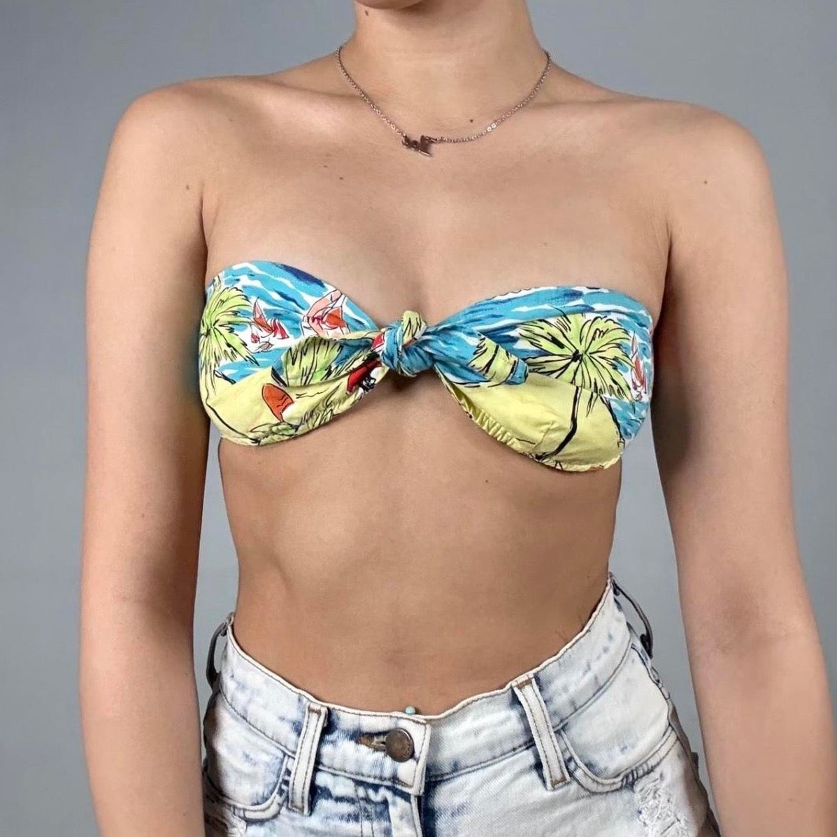 Tropical Bandeau Tie Top