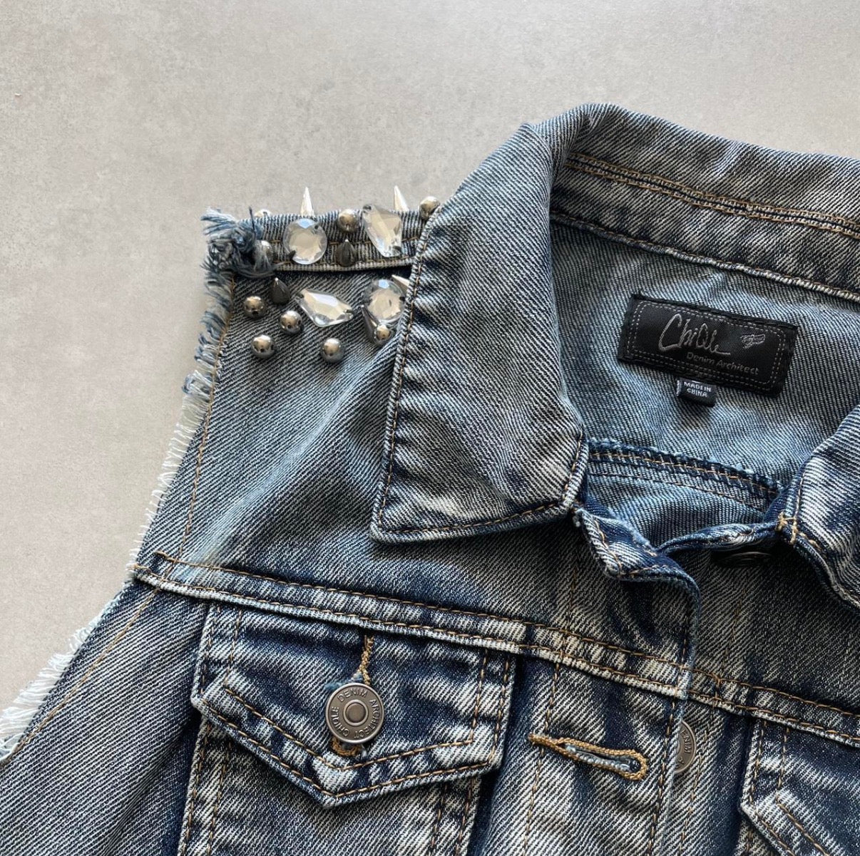 Studded Denim Vest