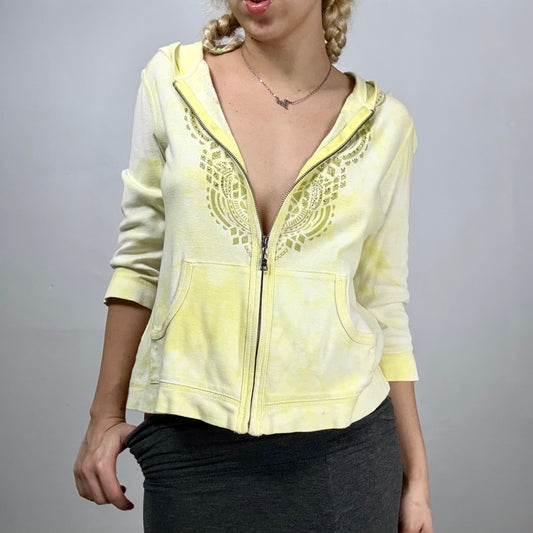 Yellow Stud Zip Hoodie