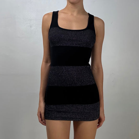 Black Glitter Stripe Tank Dress