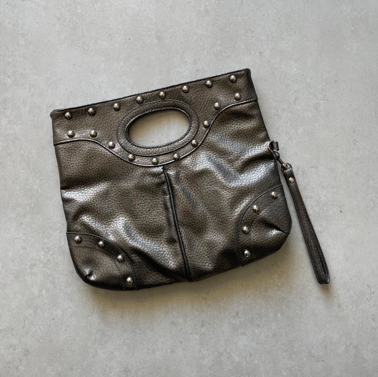 Dark Grey Metallic Clutch Bag