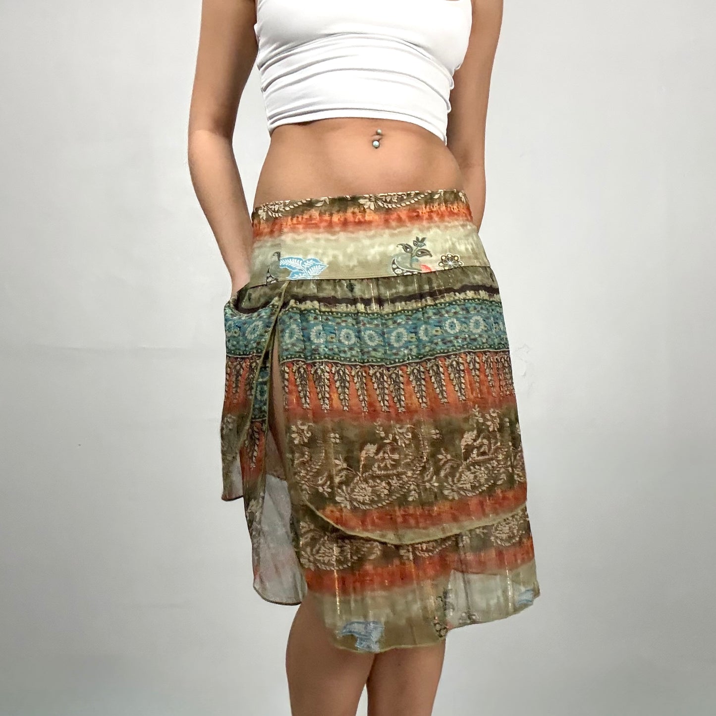 Boho Tiered Wrap Skirt